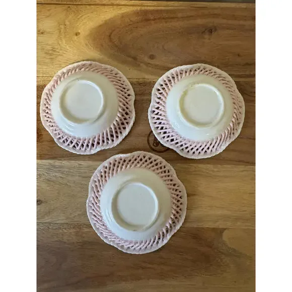 Set of 3 Vintage Bavarian Reticulated Porcelain Dishes Mid-Century Trinket Bowls - Picture 9 of 10